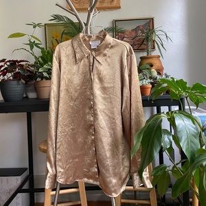 Vintage 80’s TESS textured champagne blouse